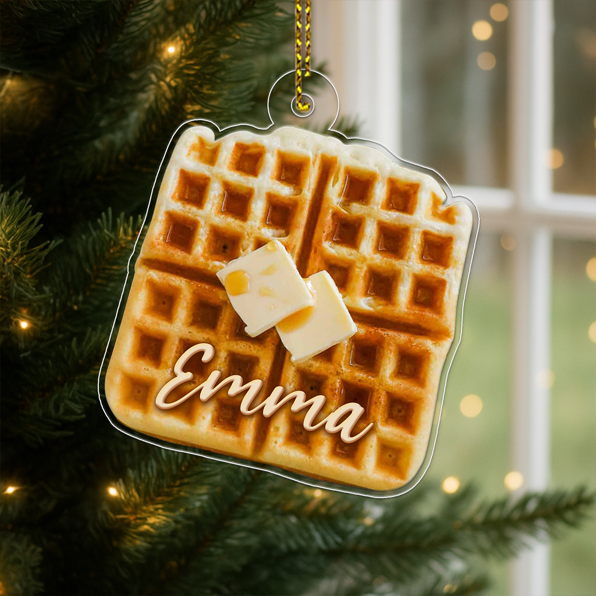 Custom Name Waffe With Butter Acrylic Ornament Christmas Gift