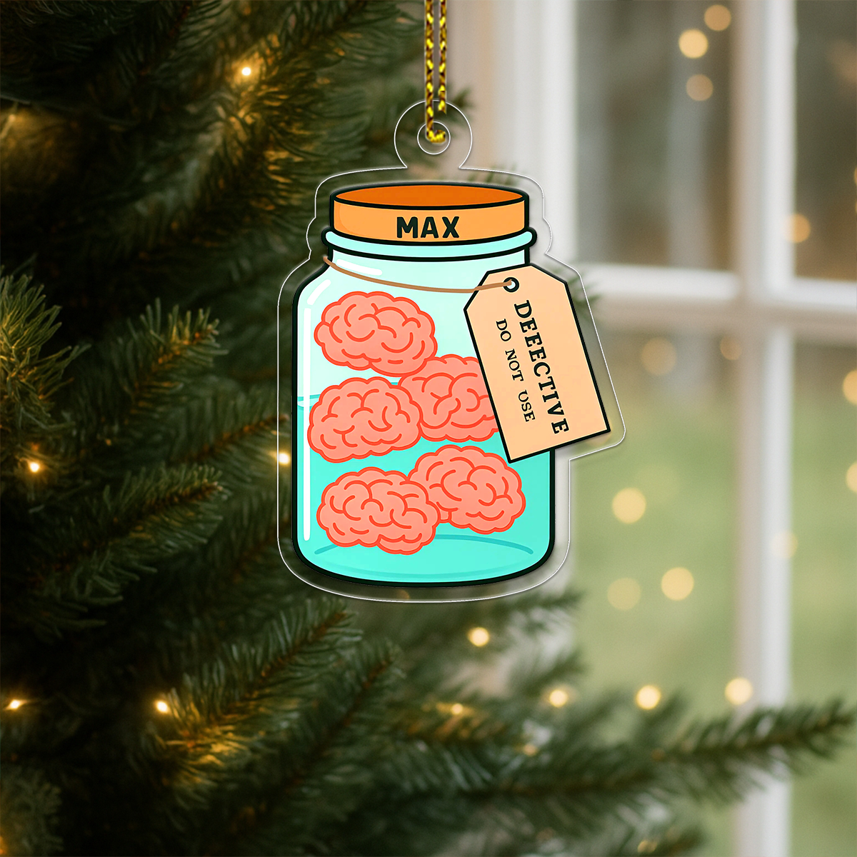 Custom Brain Jar Ornament, Personalized Medical Humor Christmas Ornament, Funny Science Gift, Holiday Keepsake, Brain Gift