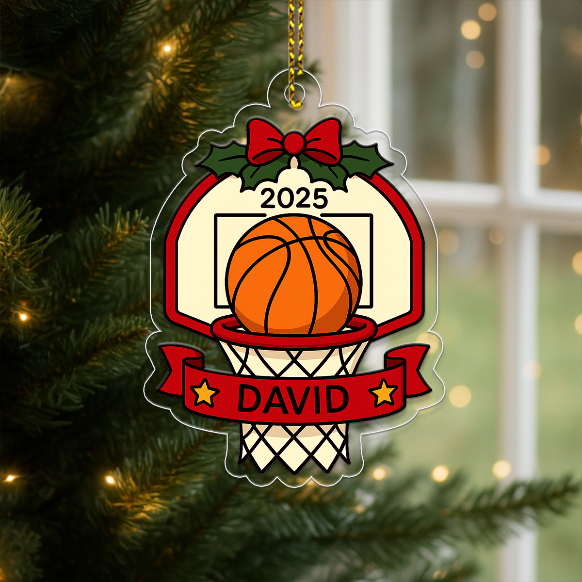 Custom Name Basketball Basket Christmas Acrylic Ornament Christmas Gift