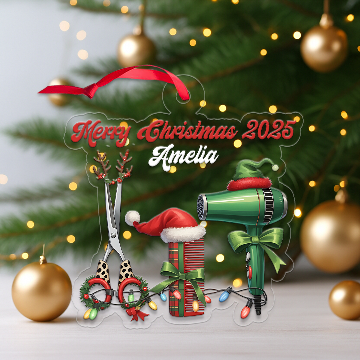 Custom Name Hair Stylist Xmas