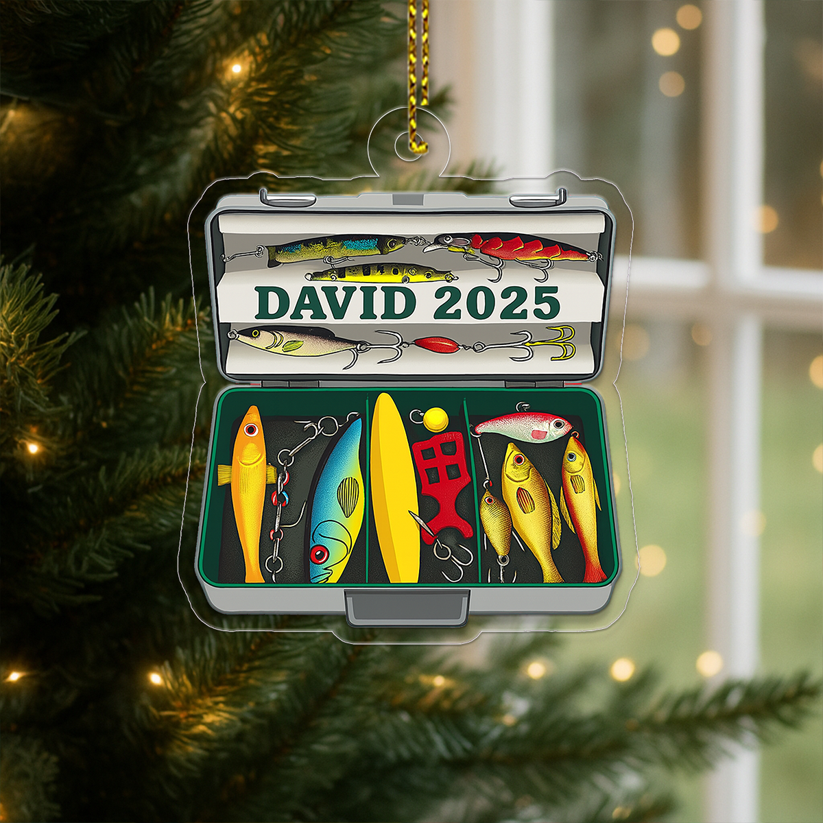 Custom Name Fishing Lover Acrylic Ornament Christmas Gift