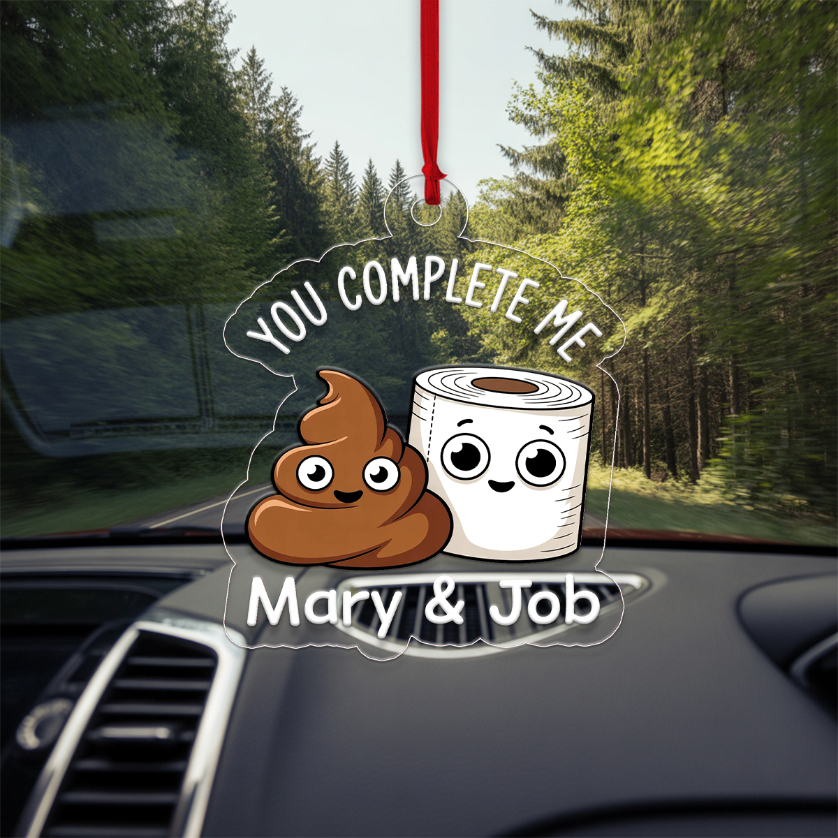 Personalized You Complete Me Funny Toilet Paper Poop Ornament, Custom Bathroom Humor Christmas Ornament, Adult Ornament