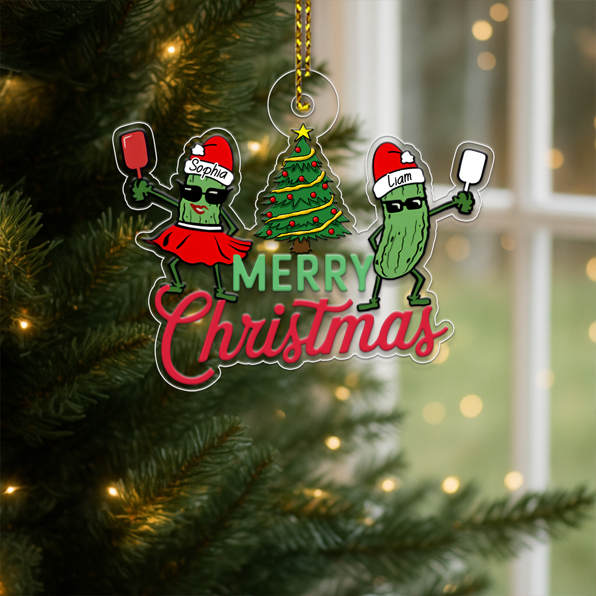 Personalized Pickleball Couple Xmas Acrylic Ornament Christmas Gift