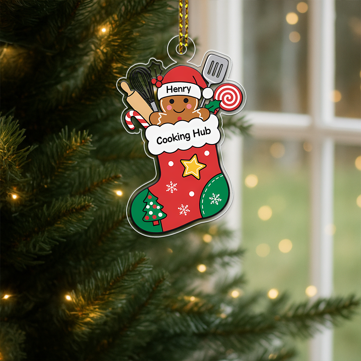 Custom Name Cooking Hub Christmas Stocking Acrylic Ornament Christmas Gift