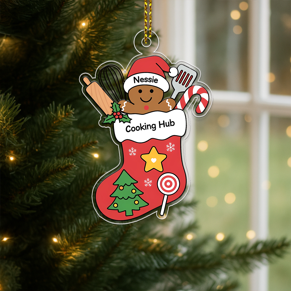 Personalixed Cooking Hub Christmas Stocking Acrylic Ornament Christmas Gift