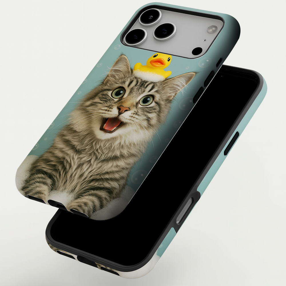 Custom Photo Cat In Bathtub With Duck Toy Phone Case