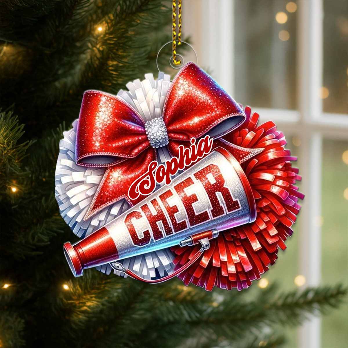 Custom Name Cheerleader Merry Xmas Acrylic Ornament Christmas Gift