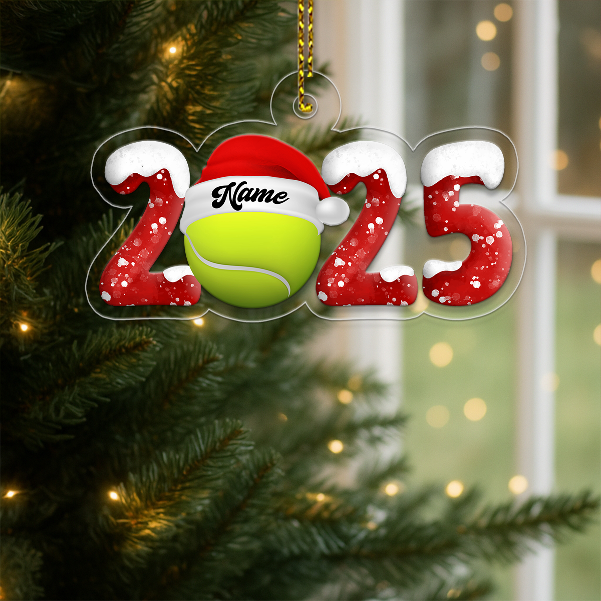 Custom Name Tennis 2025 Lover Acrylic Ornament Christmas Gift