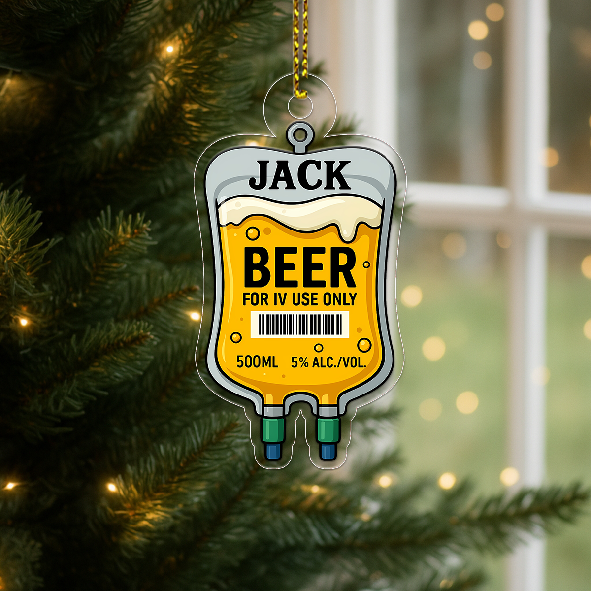 Personalized Funny Beer Bag Ornament, Custom Beer Lover Christmas Ornament,Gift for Beer Drinkers, Holiday Party Decoration, Unique Keepsake