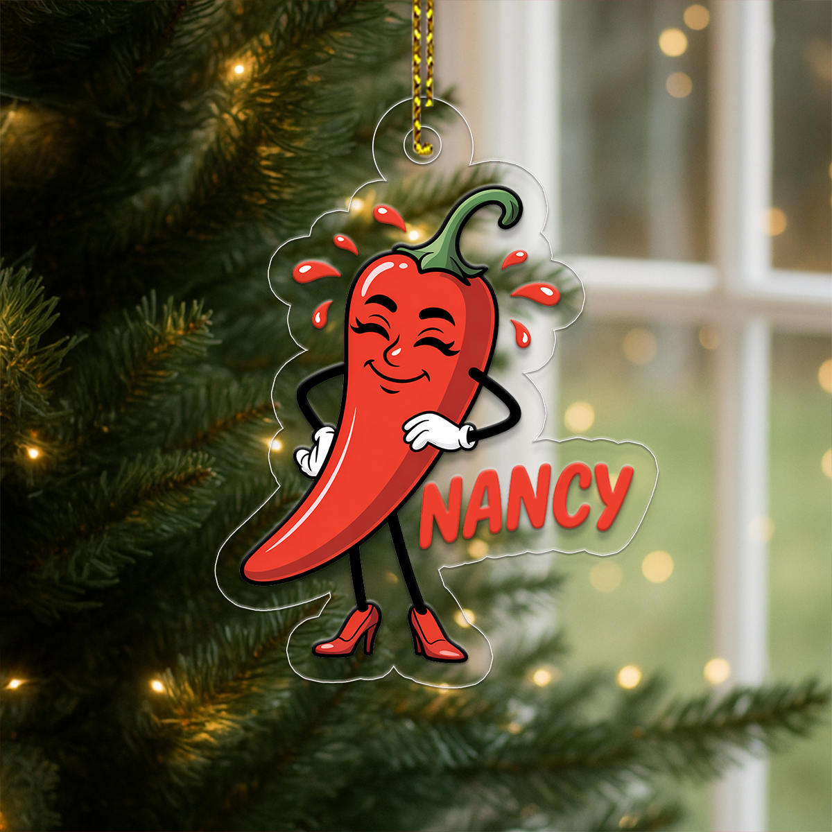 Personalized Spicy Hot Chili Pepper Ornament, Custom Gift for Food Lovers, Funny Hot Chili Ornament, Custom Holiday Ornament