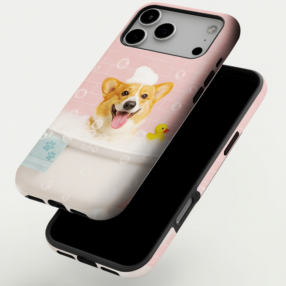 Custom Photo Dog In Bath Phone Case Gift For Dog Lovers
