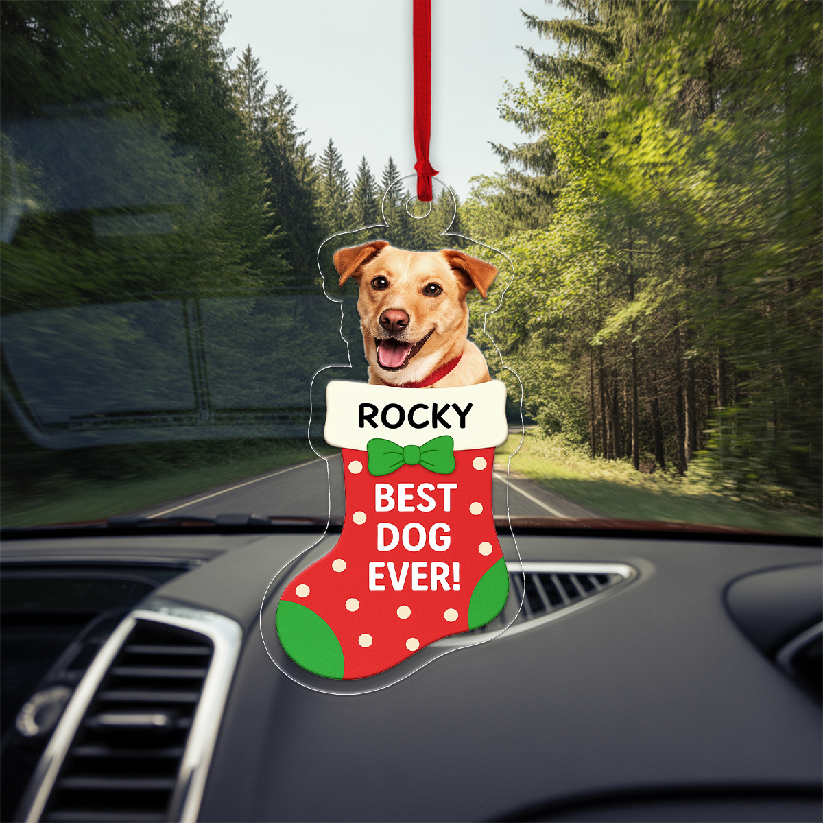 Custom Photo Dog In Stocking Christmas Ornament, Personalized Pet Ornament, Dog Photo Ornament, Pet Lover Gift, Holiday Decoration Keepsake