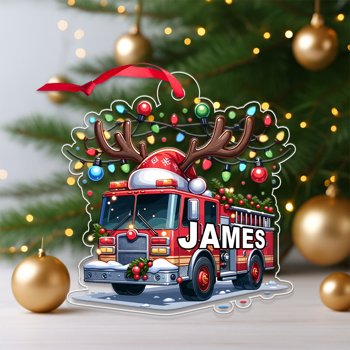 Custom Name Fire Truck Car For Firefighter