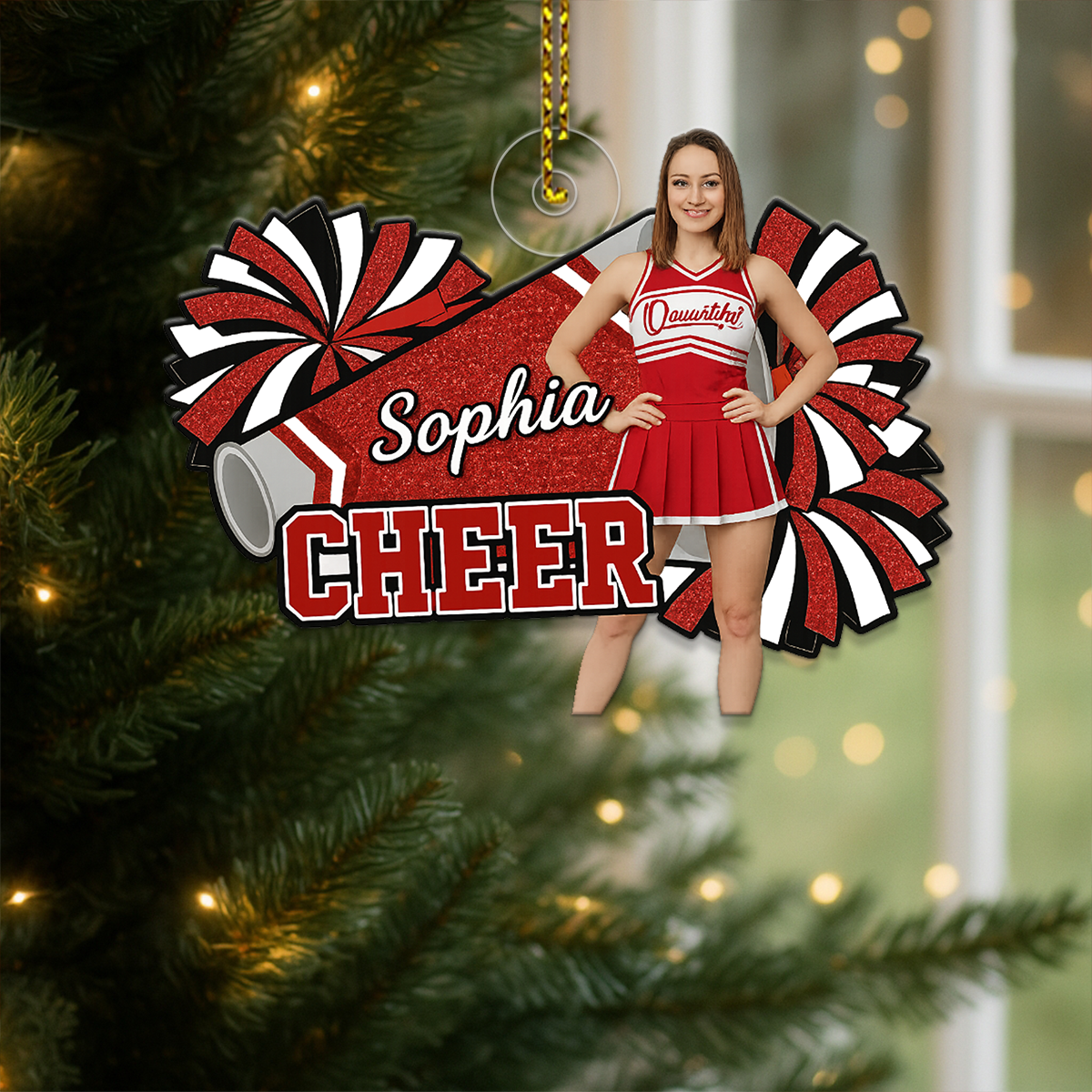 Custom Photo Cheer Girl Xmas Acrylic Ornament Christmas Gift
