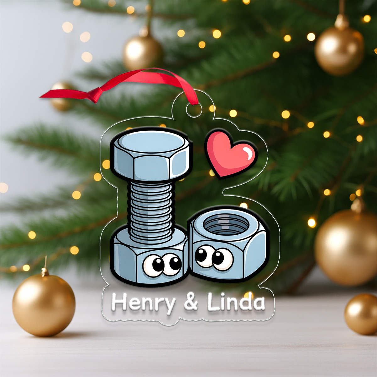 Personalized Screws Couple Ornament, Funny Ornament, Custom Naughty Christmas Ornament, Gag Gift for Boyfriend Girlfriend, Holiday Decor