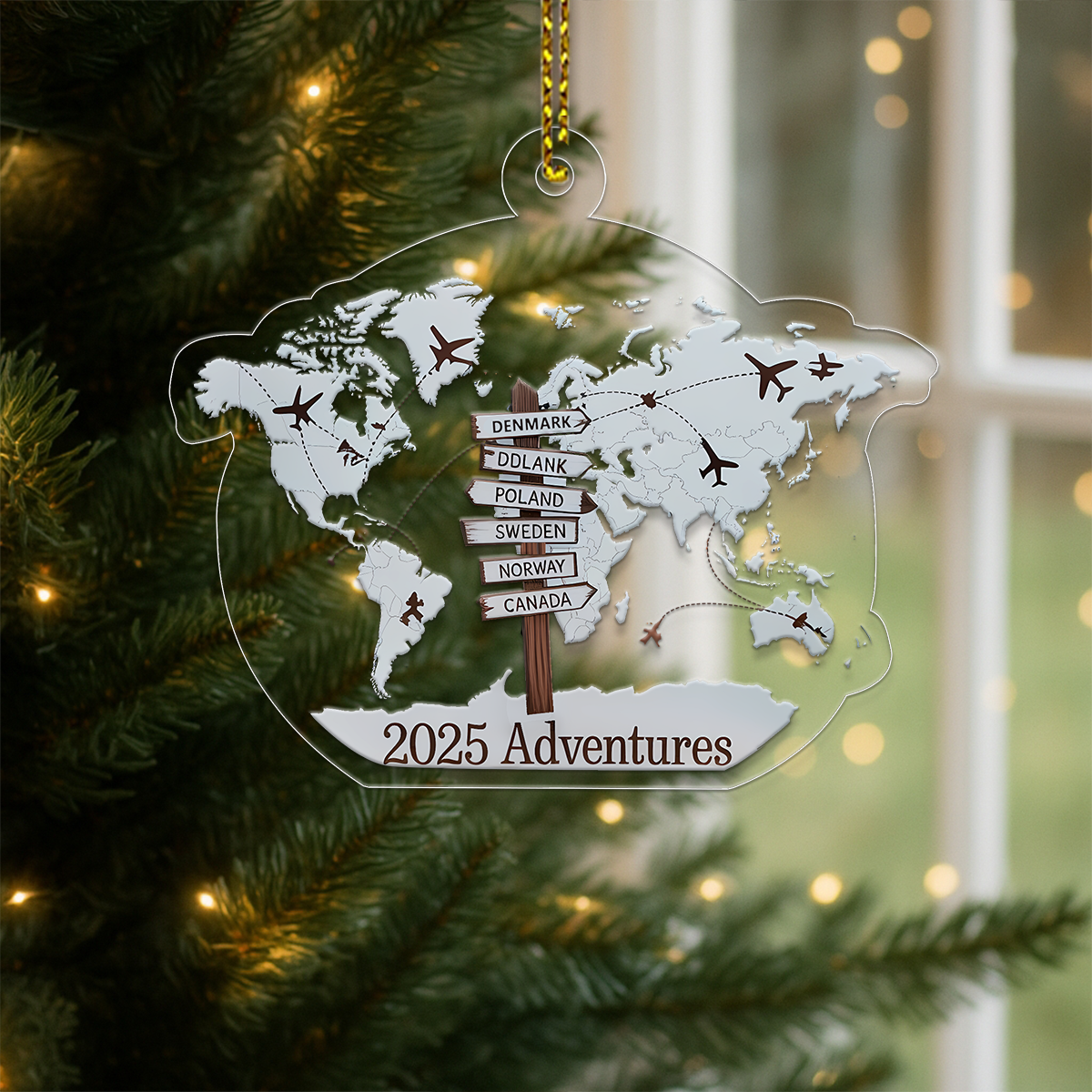 Personalized Travel Adventure Gift Acrylic Ornament Christmas Gift