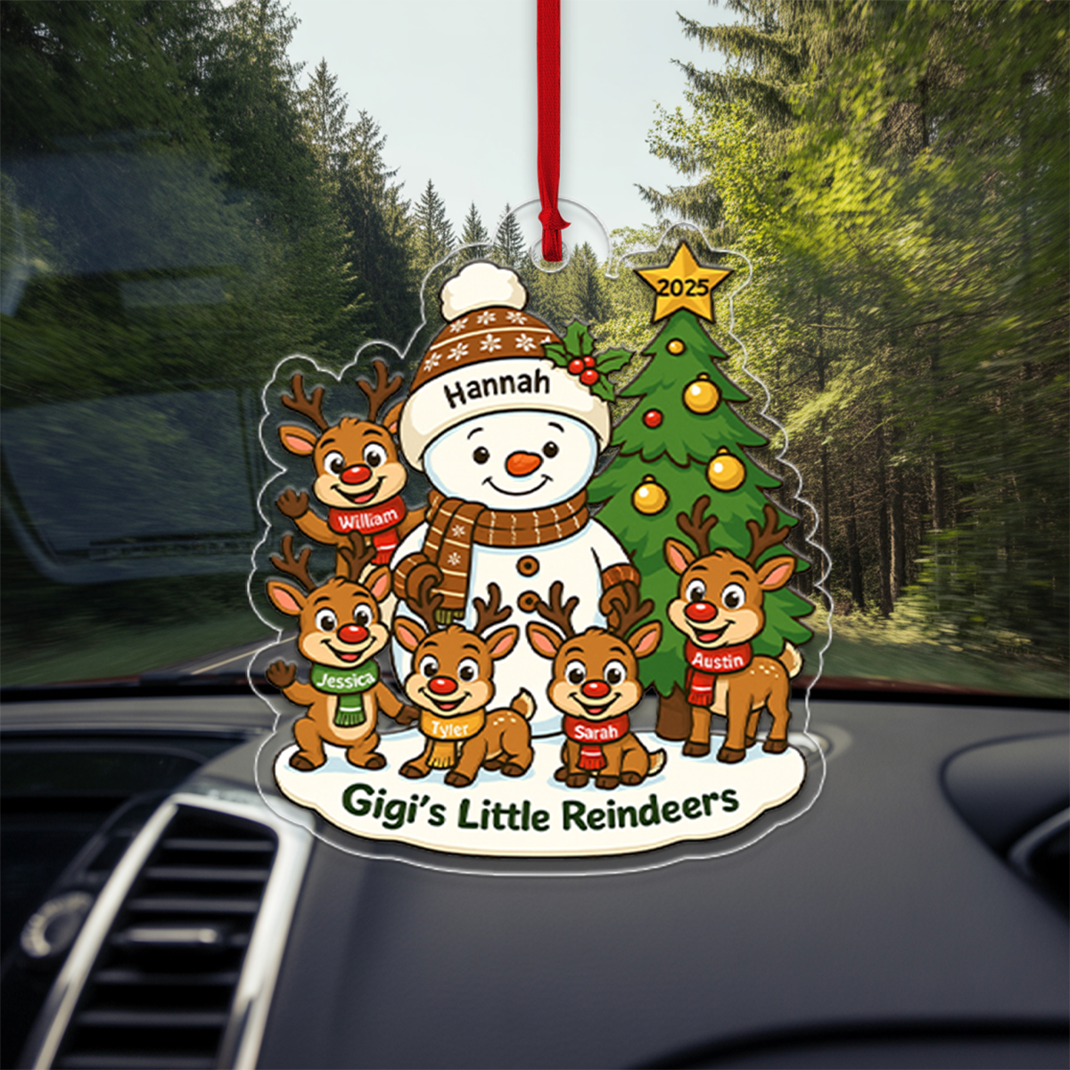 Grandma's Little Reindeers - Personalized Acrylic Flat Ornament