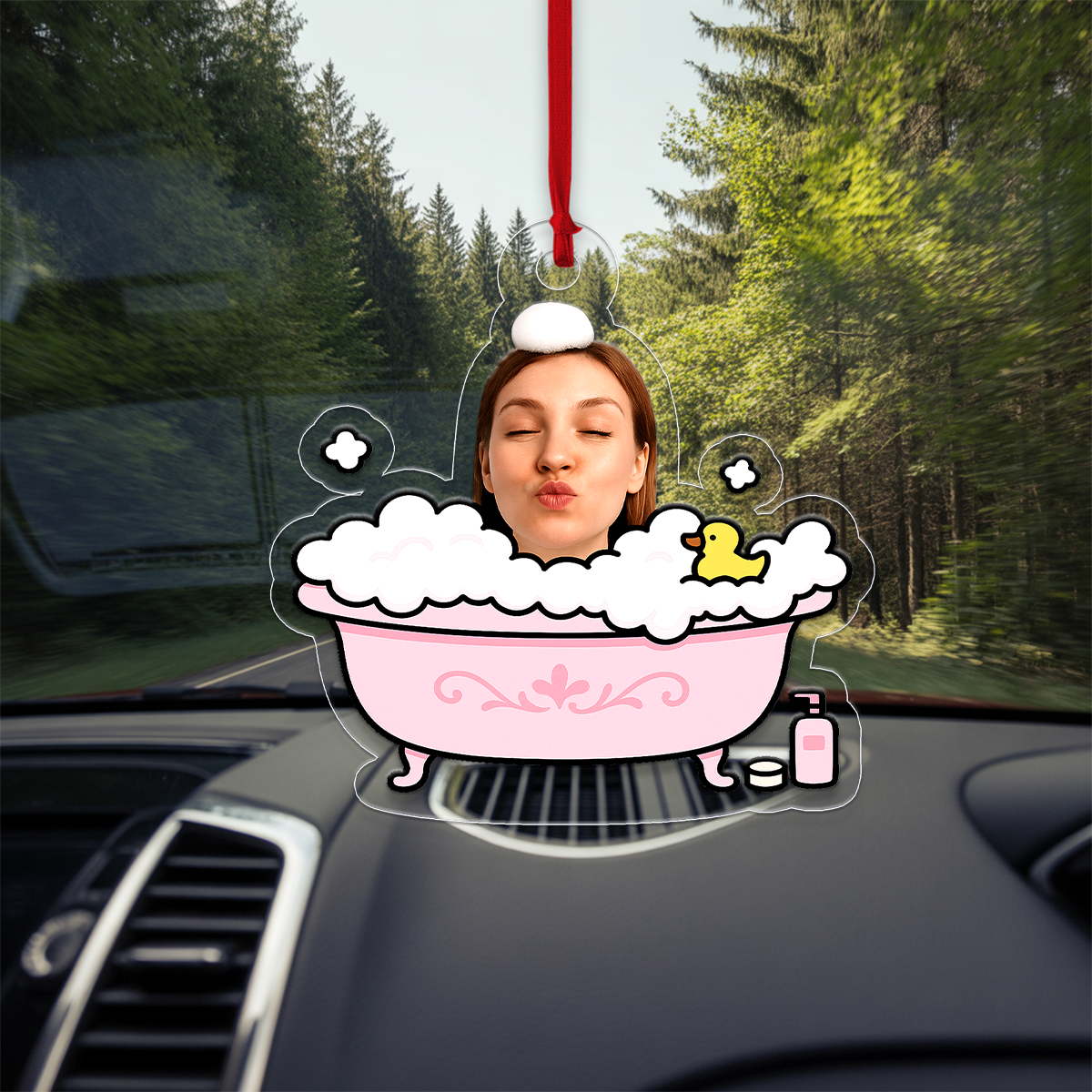 Custom Photo Face Bathtub Ornament, Personalized Funny Christmas Ornament, Gag Gift Holiday Decoration, Unique Spa Lover Keepsake