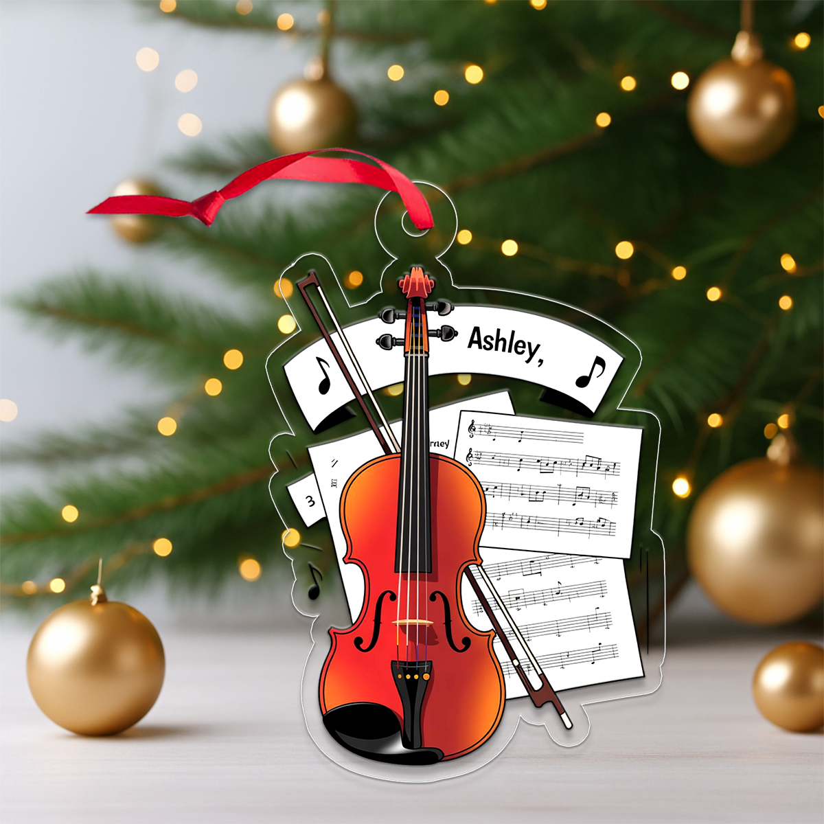 Personalized Music Violin Ornament, Custom Christmas Ornament, Music Teacher Gift, Violin Player Ornament, Orchestra Holiday Keepsake