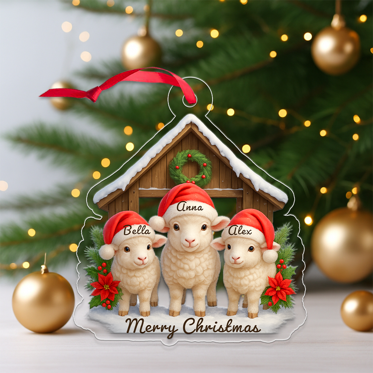 Custom Name Farmer Sheep Xmas