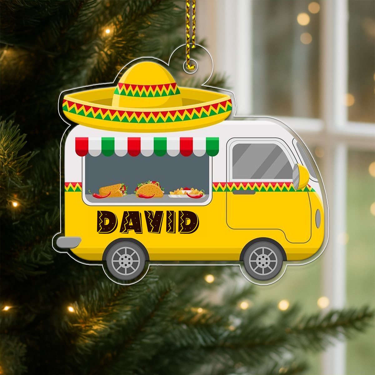 Custom Name Tacos Mexican Food Acrylic Ornament Christmas Gift