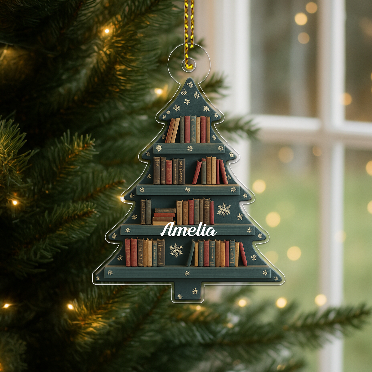 Custom Name Book Xmas For Reader Acrylic Ornament Christmas Gift