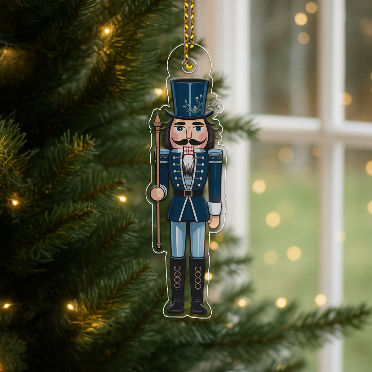 Nutcracker Magnolia Flower Acrylic Ornament Christmas Gift
