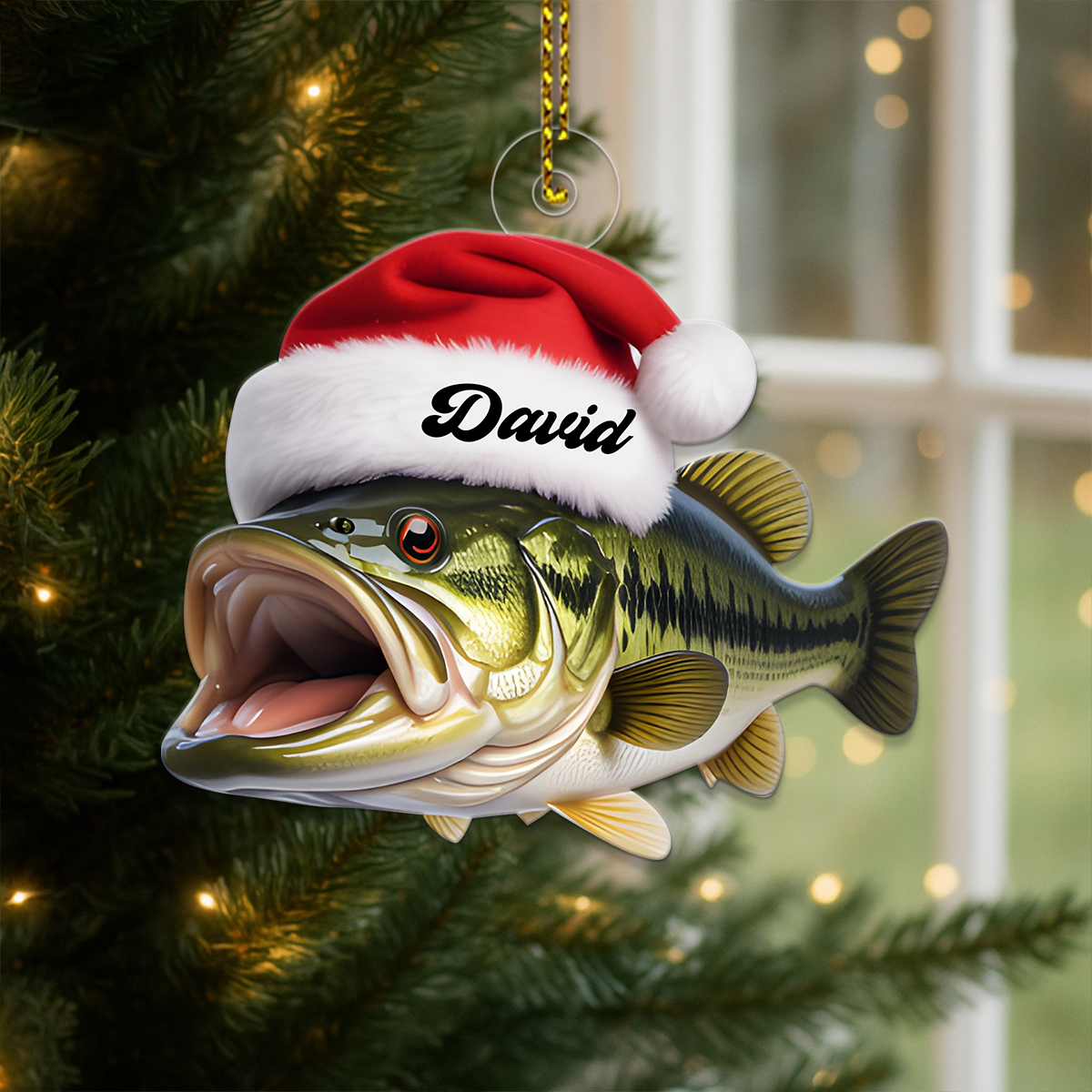 Custom Name Bass Fish Christmas Acrylic Ornament Christmas Gift