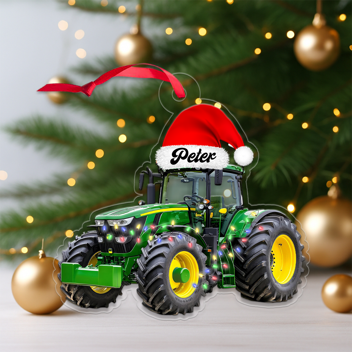 Custom Photo Face Tractor Christmas