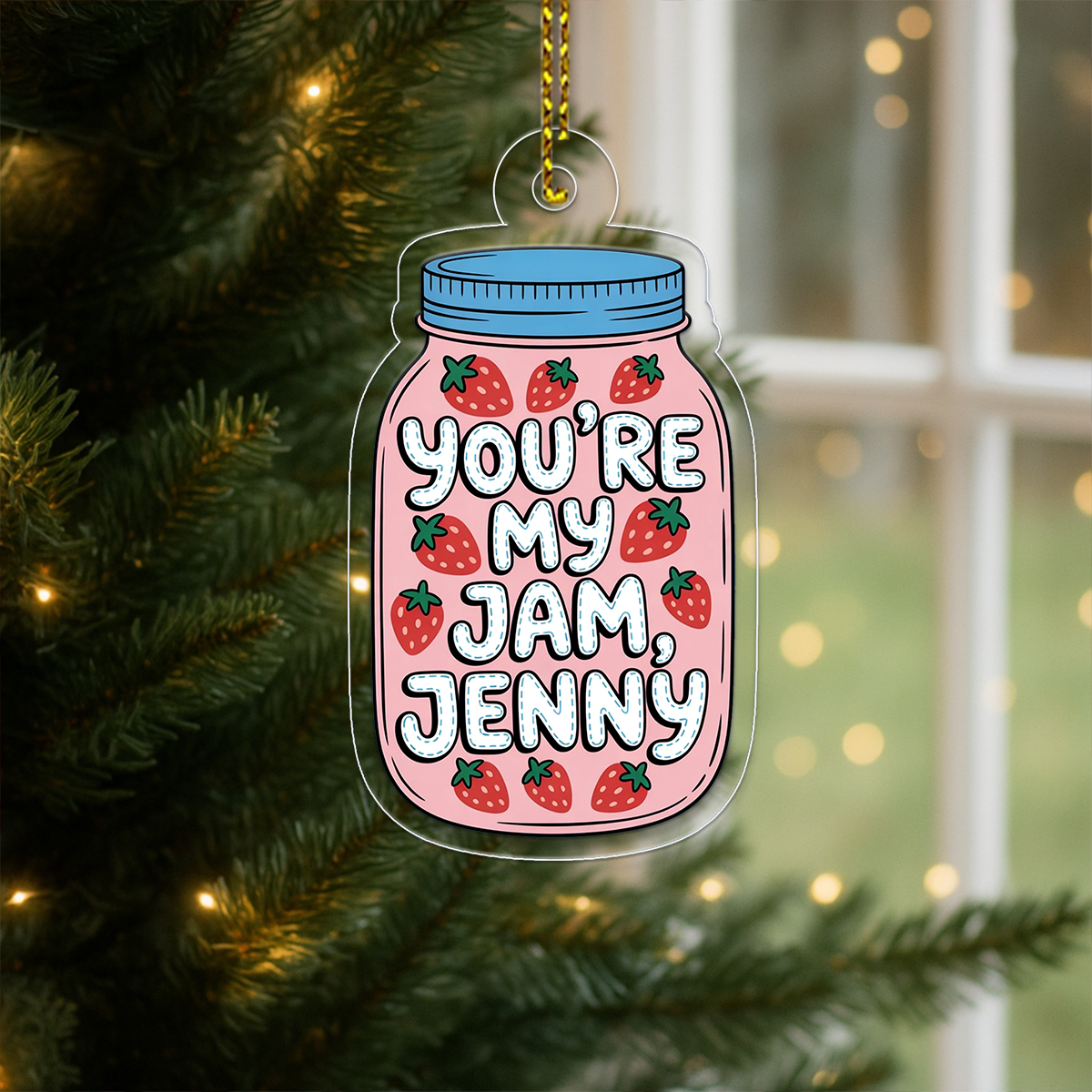 Personalized You're My Jam Strawberries Ornament, Custom Sweet Valentine's Day Ornament, Romantic Holiday Gift, Cute Foodie Keepsake