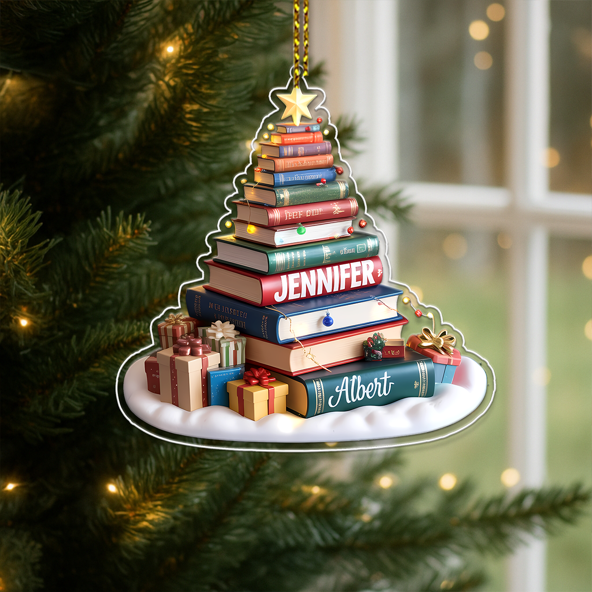 Personalized Christmas Book Tree Acrylic Ornament Christmas Gift