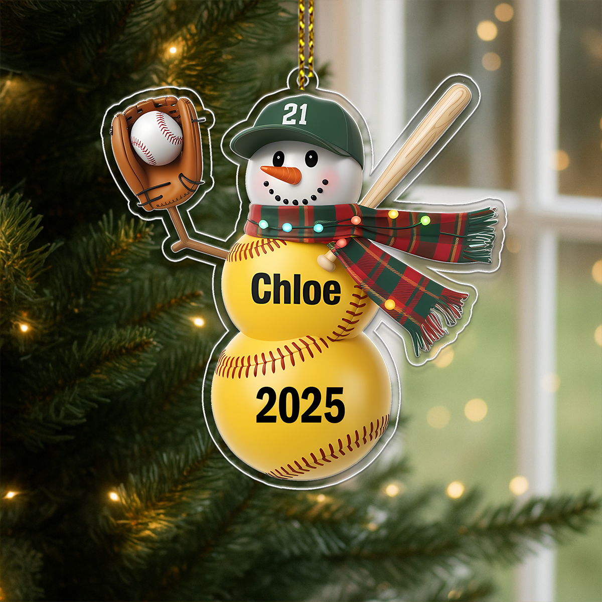 Personalized Softball Acrylic Ornament Christmas Gift