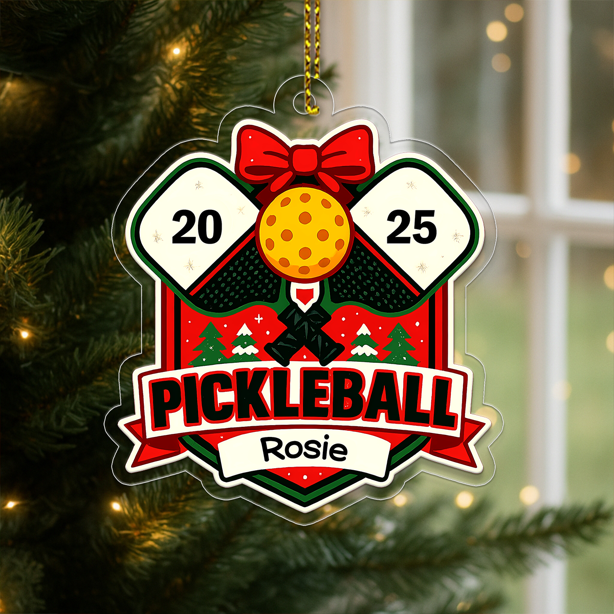 Custom Name Pickleball Player Xmas Acrylic Ornament Christmas Gift