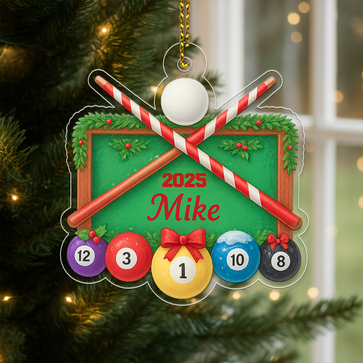 Custom Name Billiard Merry Christmas
