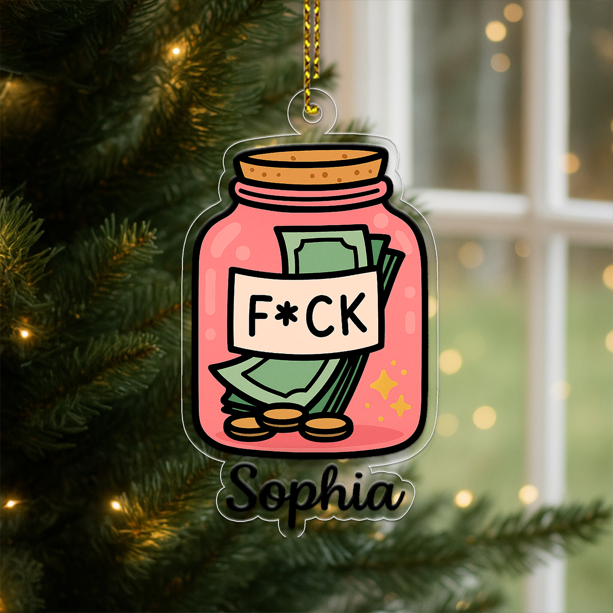 Personalized Funny Swear Jar Ornament, Custom Money Jar Christmas Ornament, Adult Humor Gag Gift, Funny Decoration, Holiday Keepsake