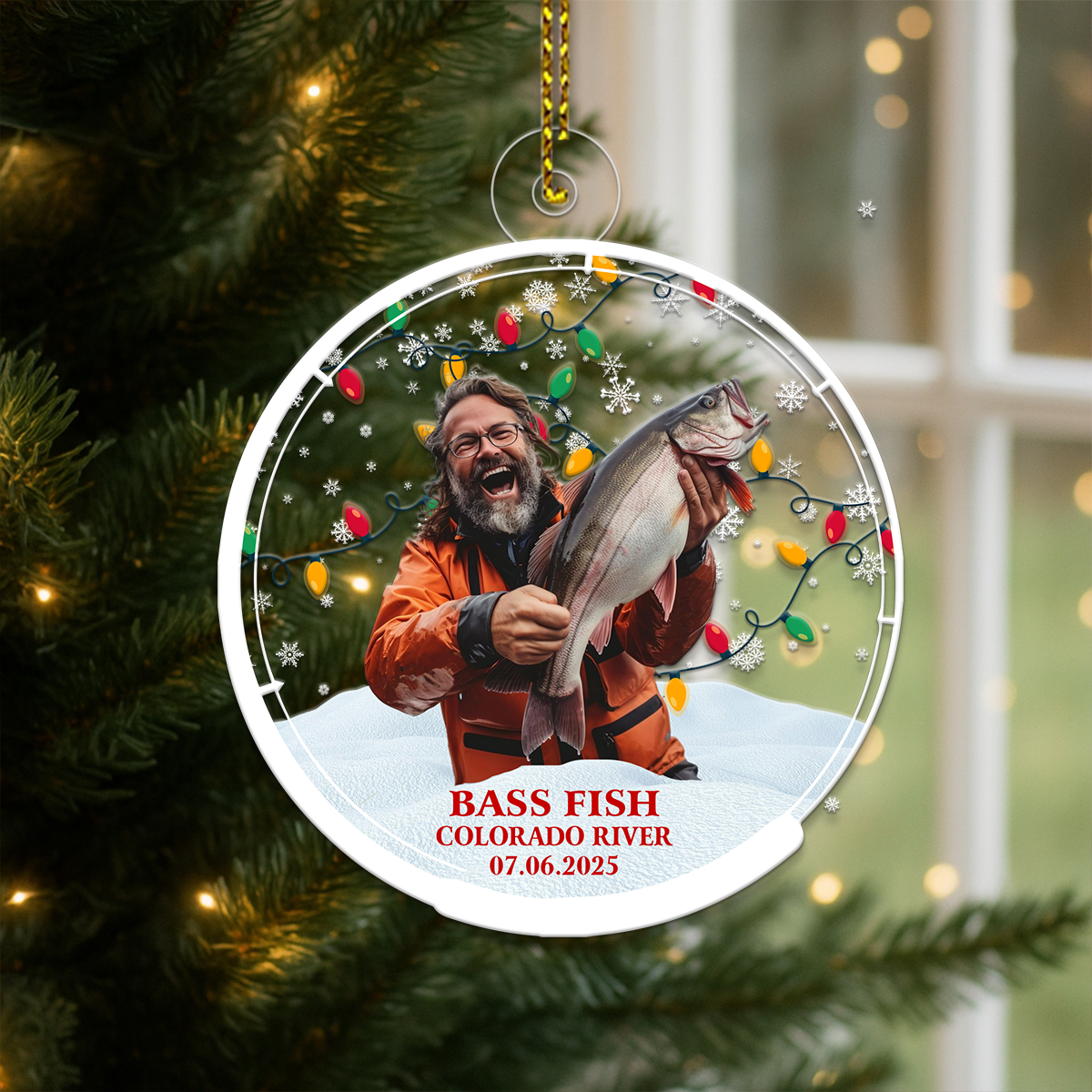 Custom Photo Fishing Christmas Acrylic Ornament Christmas Gift