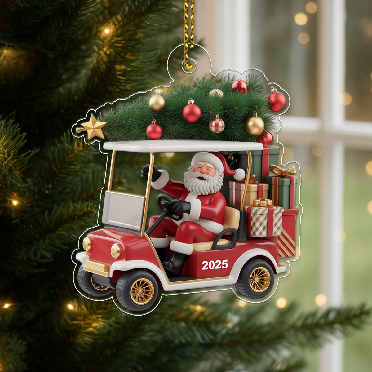 Custom Name Golf Cart For Golf Team Acrylic Ornament Christmas Gift