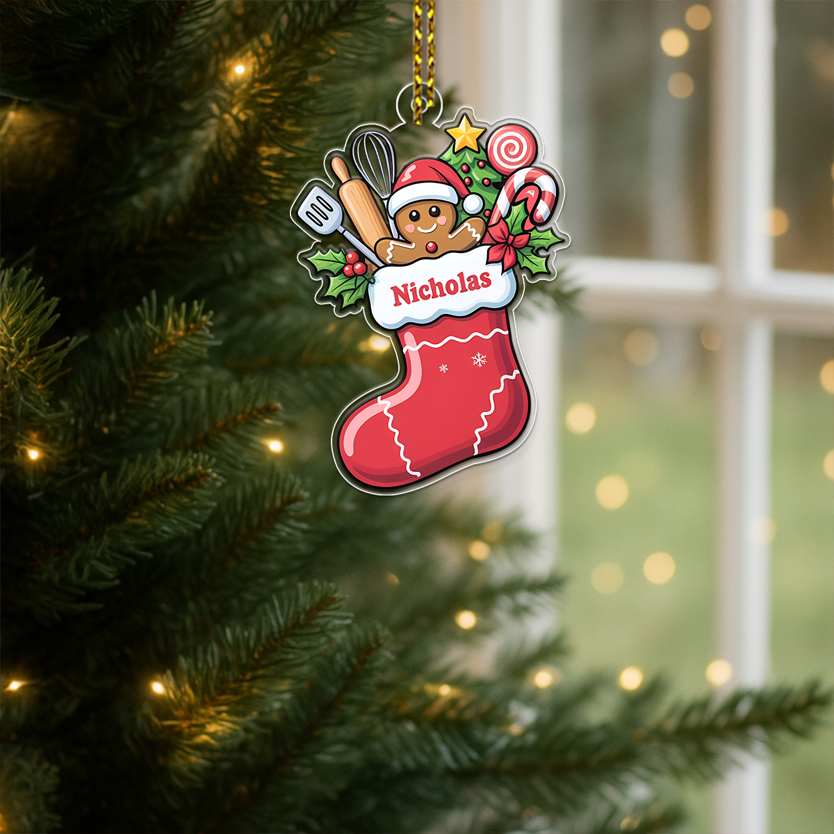 Cooking Hub Christmas Stocking With Utensils Acrylic Ornament Christmas Gift
