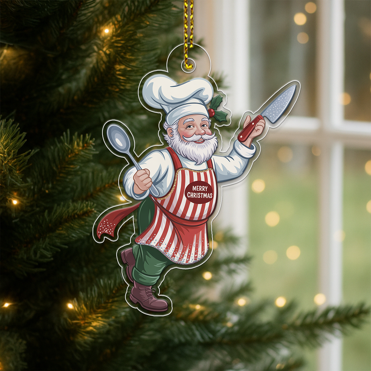 Personalized Santa Chef Acrylic Ornament Christmas Gift
