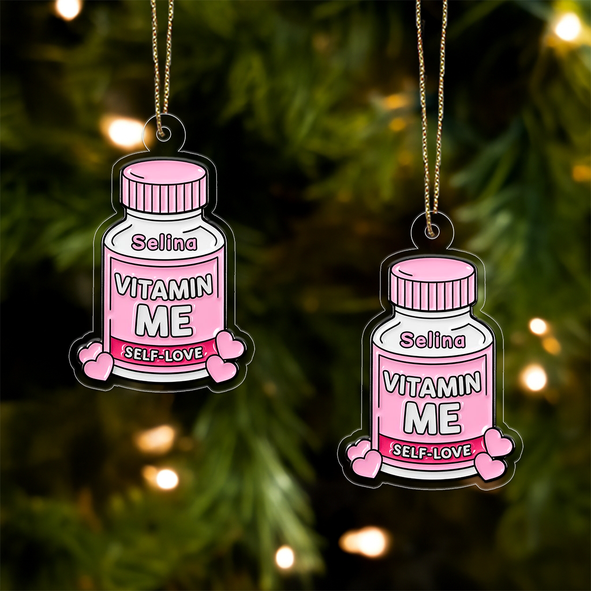 Personalized Vitamin Me Self Love Ornament, Custom Christmas Ornament, Funny Self Care Ornament, Mental Health Gift, Couple Ornament