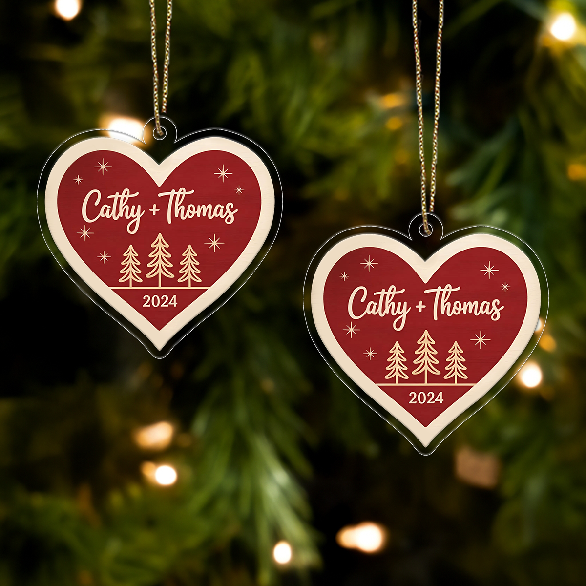 Personalized Our First Christmas Acrylic Ornament, Couple Ornament for Newlyweds, Engagement Gift, Wedding Anniversary Holiday Keepsake