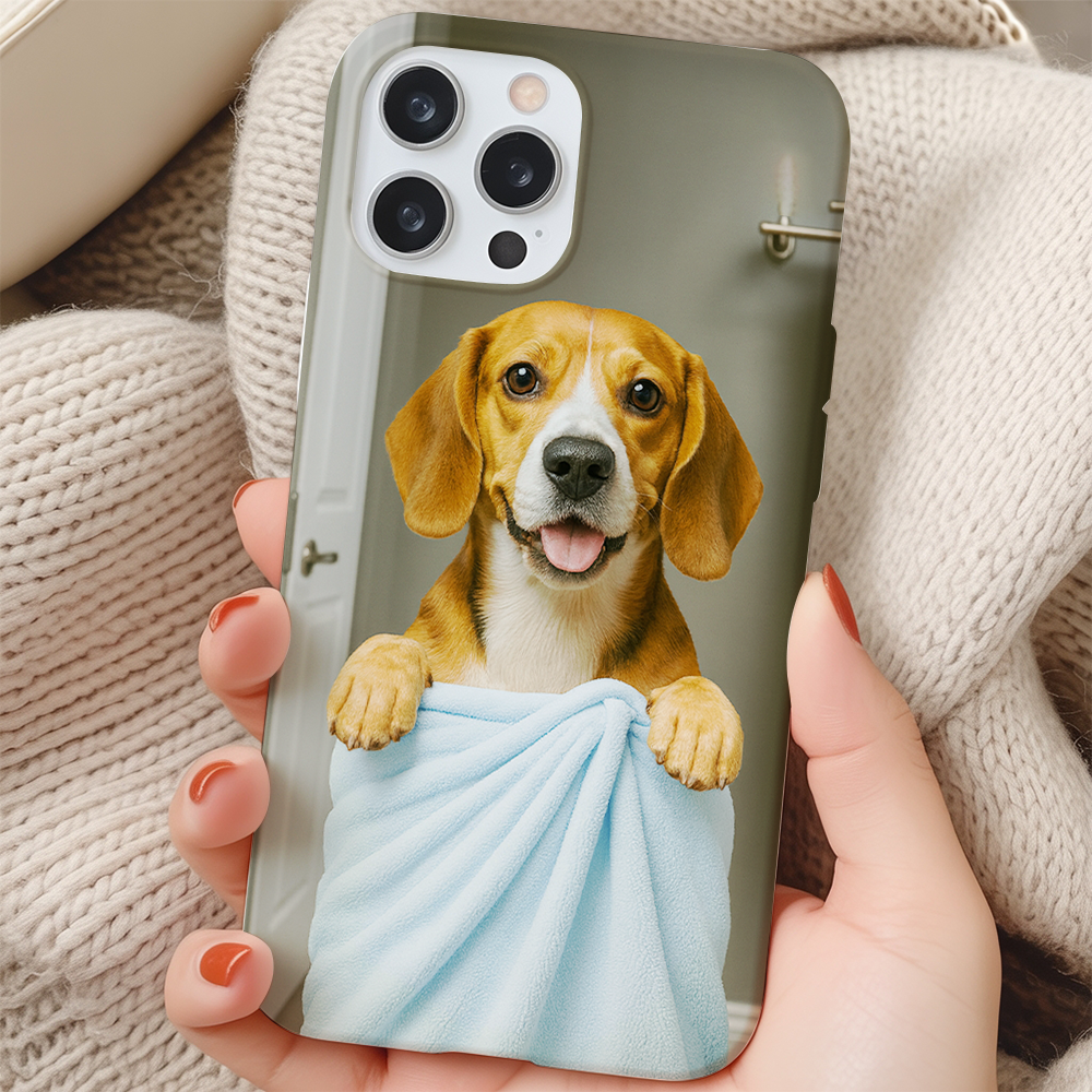 Custom Dog Photo In Bathroom Phone Case Dog Lover Gifts