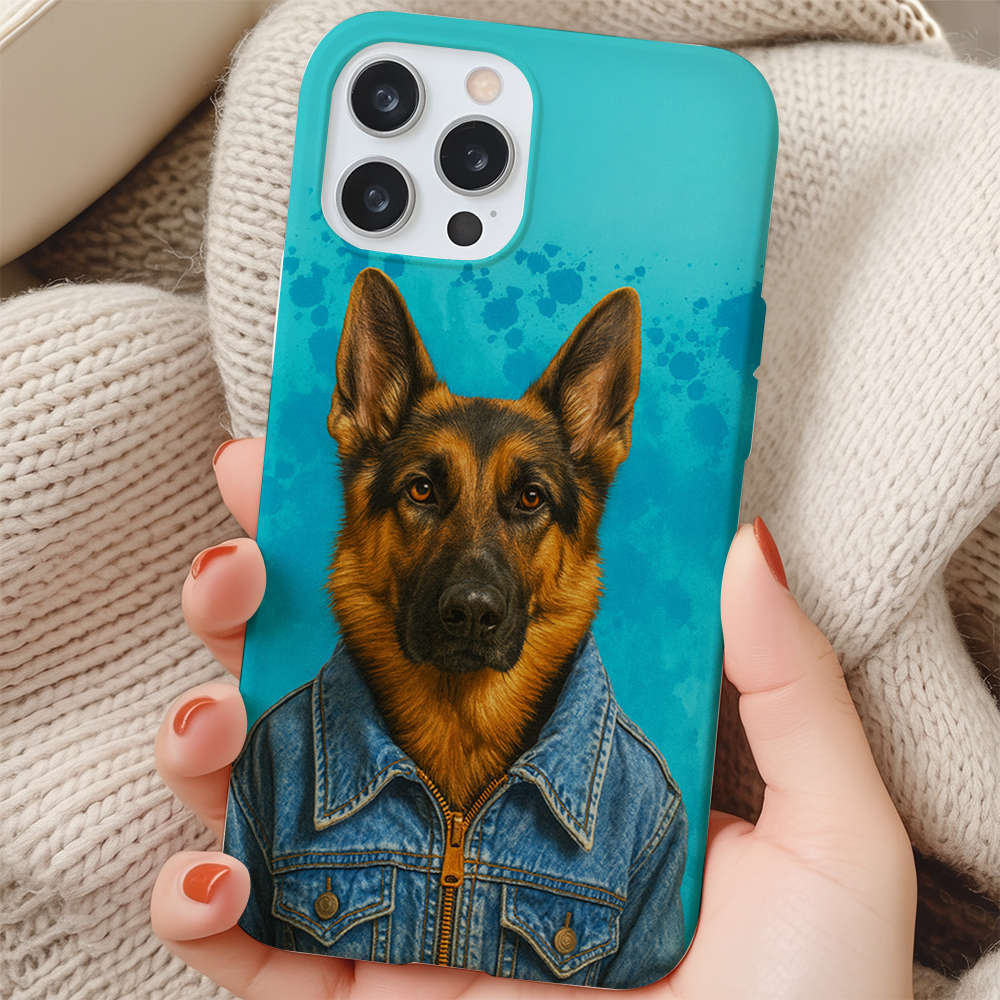 Custom Photo Denim Dog Phone Case Gift For Dog Lovers
