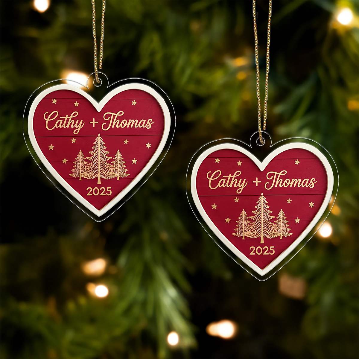 Personalized Our First Christmas Ornament, Custom Couple Ornament for Newlyweds, Engagement Gift, Wedding Anniversary Holiday Keepsake