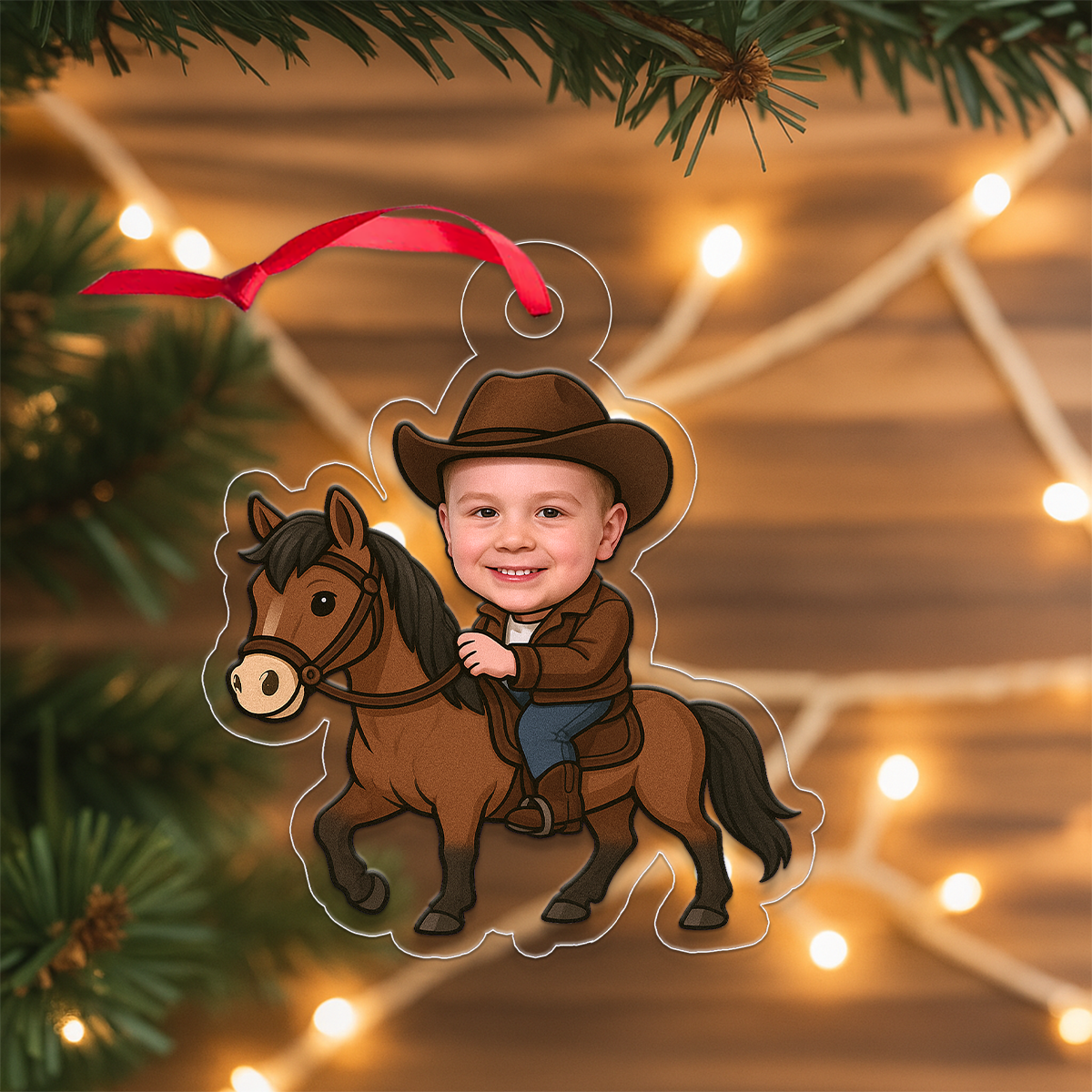 Custom Photo Riding Horse Ornament, Personalized Equestrian Christmas Ornament, Horse Lover Gift, Country Lifestyle Holiday Keepsake