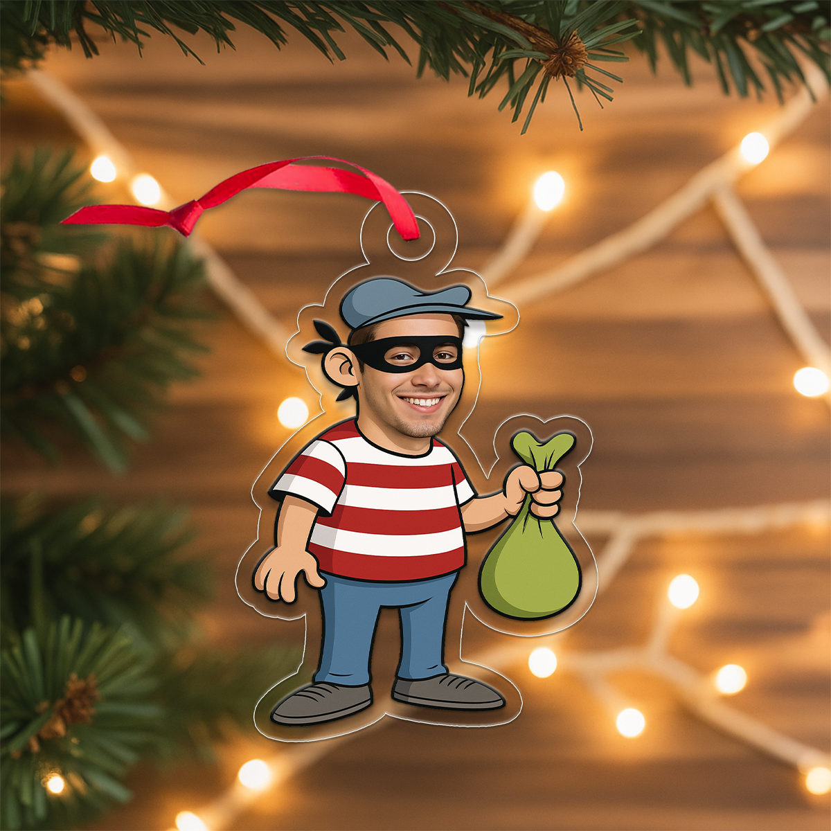 Custom Photo Thief Ornament, Personalized Funny Christmas Ornament, Gag Gift Holiday Decoration, Humor Keepsake, Unique Xmas Ornament