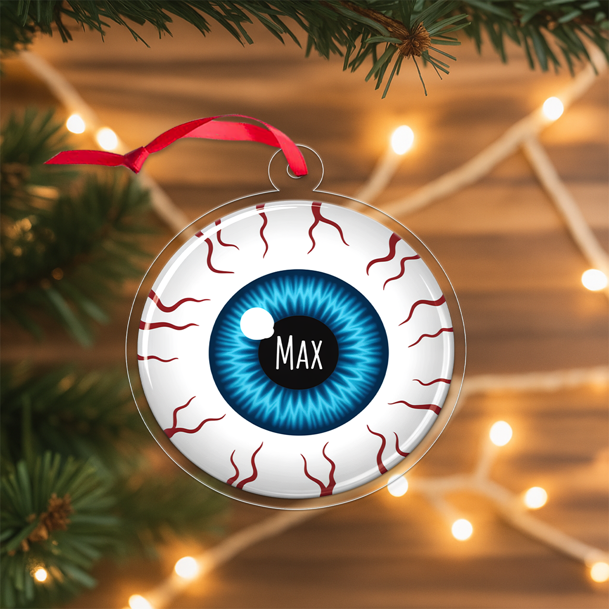 Personalized Veins Eyes Ornament, Custom Creepy Eye Christmas Ornament, Funny Horror Ornament, Unique Gag Gift