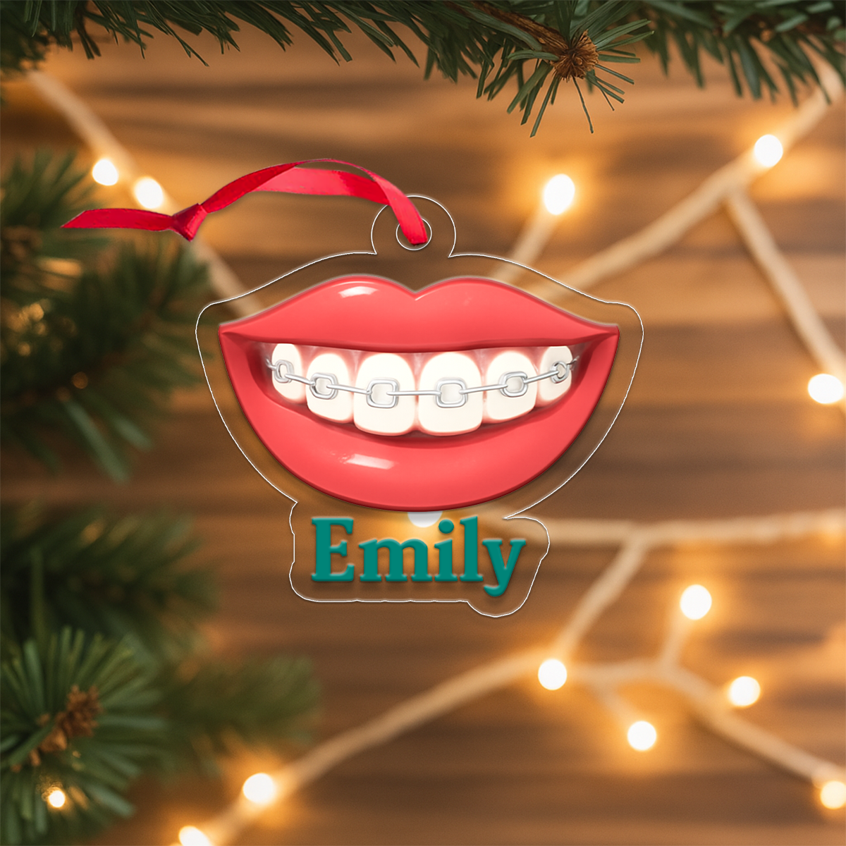Personalized Smile Orthodontic Ornament, Custom Dentist Christmas Ornament, Braces Gift, Dental Hygienist Ornament, Funny Tooth Decoration