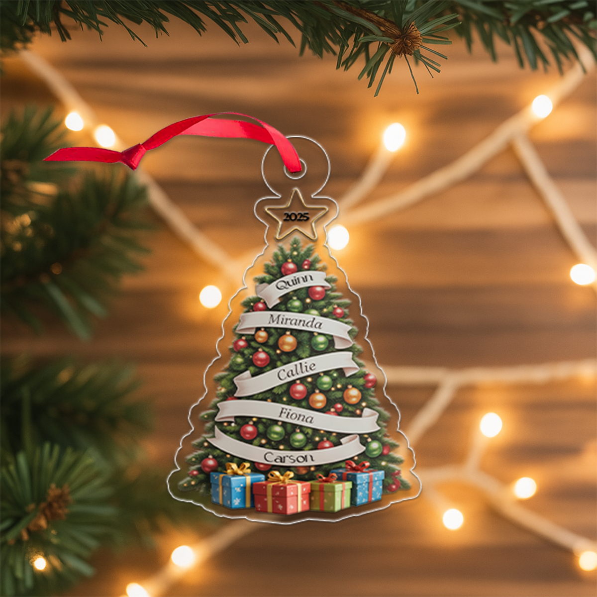 Our Family Christmas Tree, Cherished Memories - Personalized Custom Ornament - Gift for Family