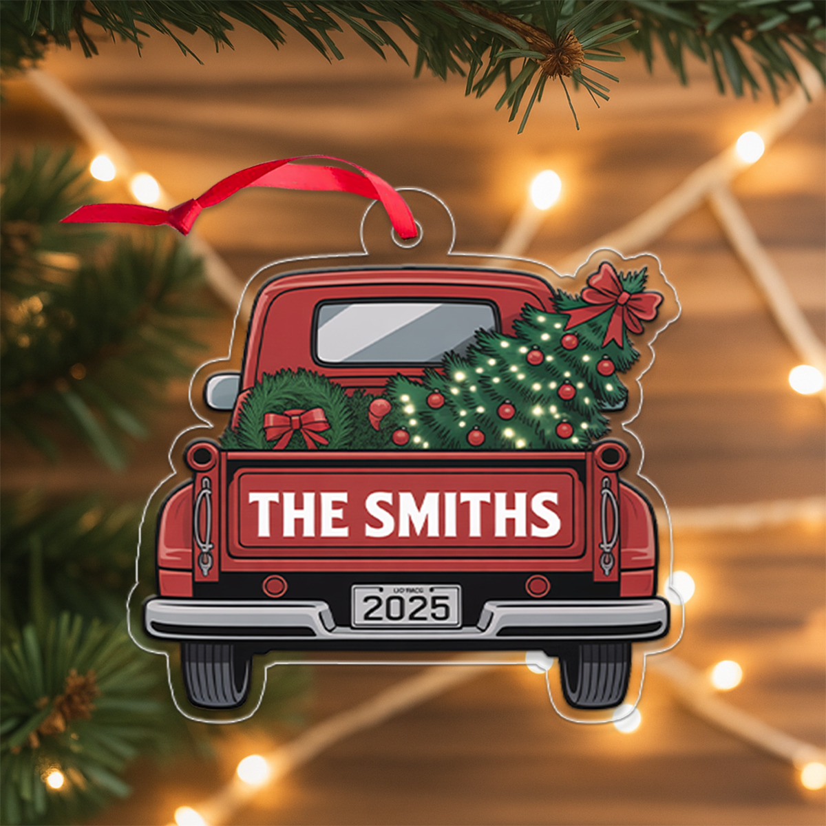 Family Adventures Begin Here - Vintage Truck Christmas Ornament - Gift For Family
